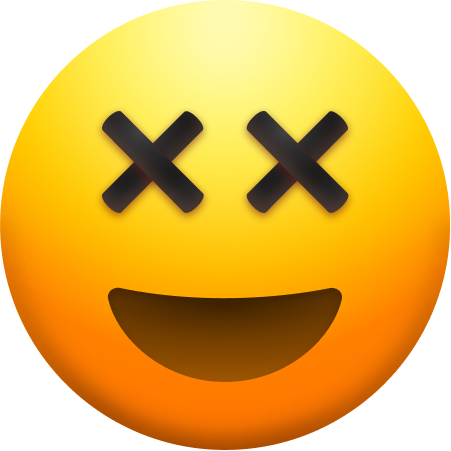 Emoji with dead eyes and smile