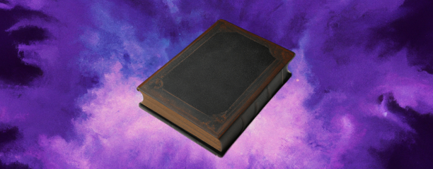 Spellbook with oil painting background